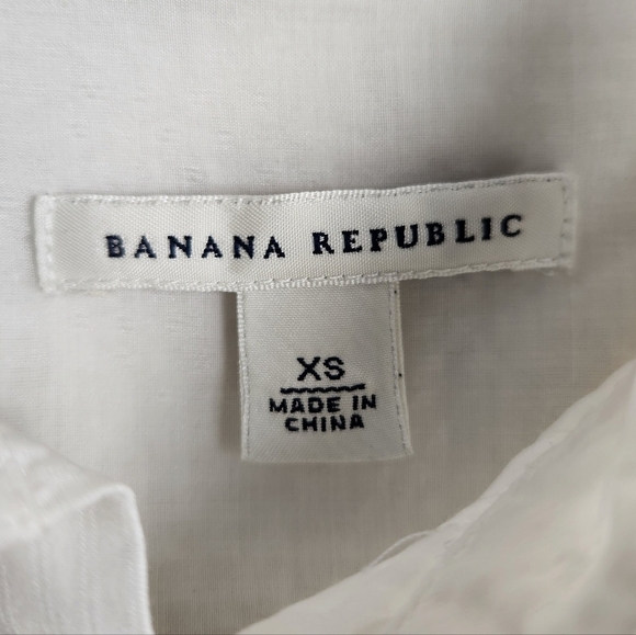 Banana Republic Silk Blend White Pintuck Collared Blouse Women's Size XS - Picture 9 of 10